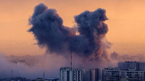 Missile strike in Iran city.
