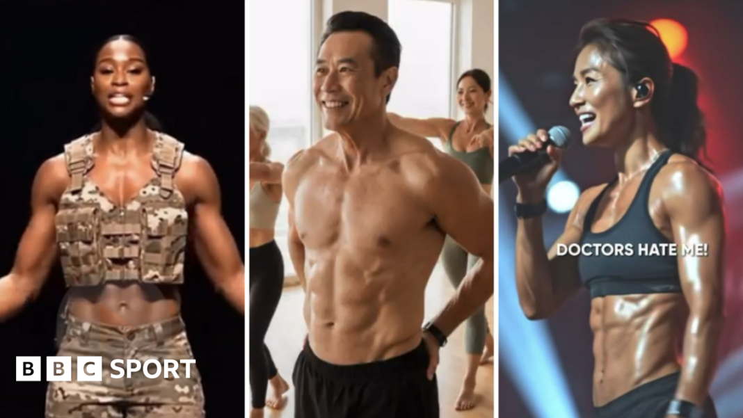 A picture of three fitness instructors that were generated by AI