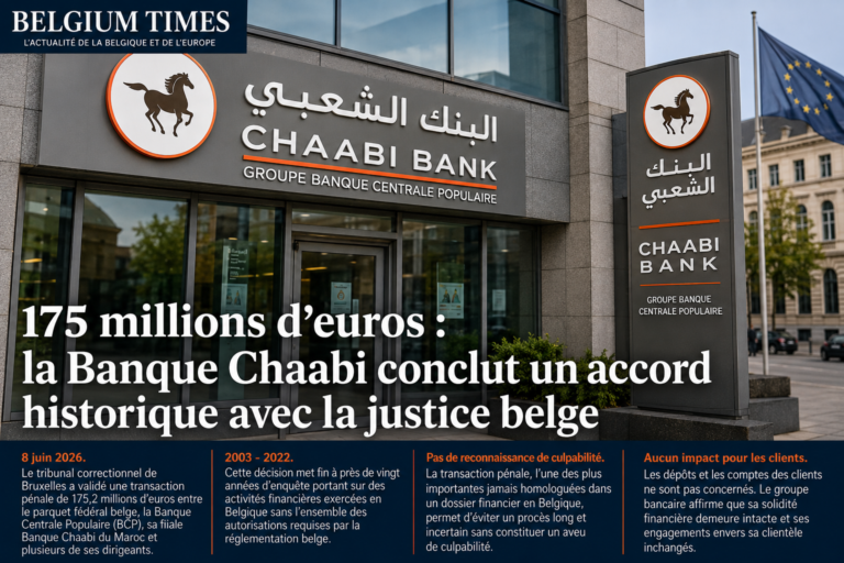 175 millions d&rsquo;euros : la Banque Chaabi conclut un accord historique avec la justice belge