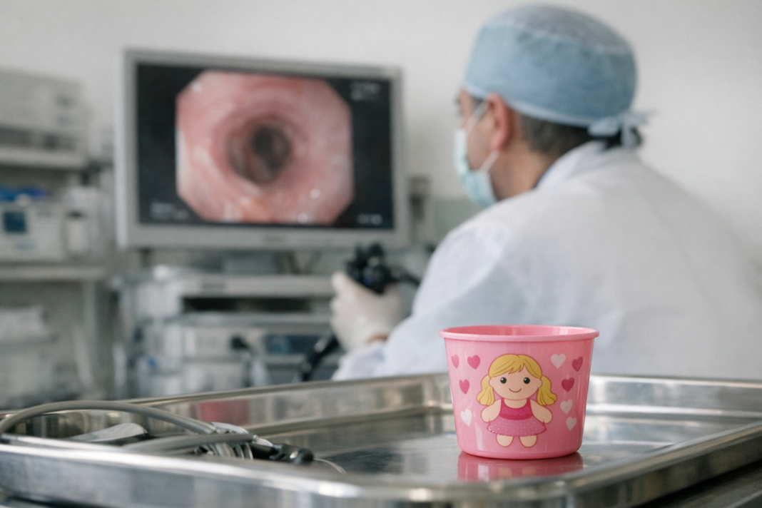 Une tasse Barbie découverte dans les bronches après 51 ans